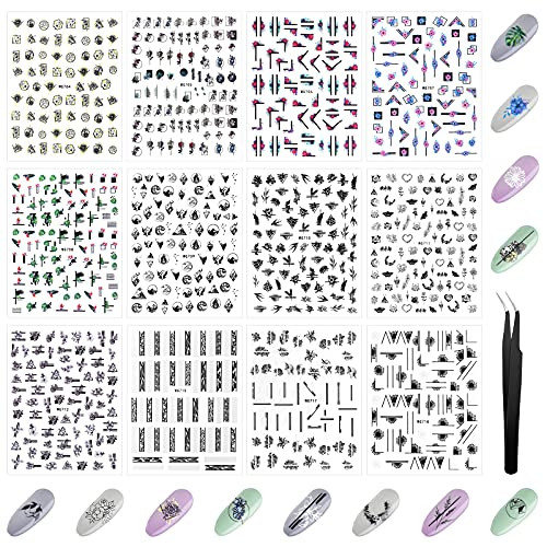 Sacubee 12 Sheets Flower Leaves Nail Decals Rose Butterfly Bird Nail Stickers Self Adhesive Nail Stickers Geometry Line Nail Sticker Vintage Vine Nail Decal with Tweezer for Women Girl Nail Decors Sacubee 12 Sheets Flower Leaves Nail Decals Rose Butterfly Bird Nail Stickers Self Adhesive Nail Stickers Geometry Line Nail Sticker Vintage Vine Nail Decal with Tweezer for Women Girl Nail Decors
