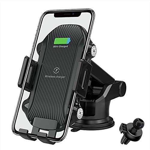 Wireless Car Charger Mount-15W Qi Fast Charging Auto-Clamping Car Phone Mount-Windshield Dashboard Air Vent Phone car Charger Holder Compatible iPhone-Samsung and with All Qi Standard Smartphone Wireless Car Charger Mount-15W Qi Fast Charging Auto-Clamping Car Phone Mount-Windshield Dashboard Air Vent Phone car Charger Holder Compatible iPhone-Samsung and with All Qi Standard Smartphone