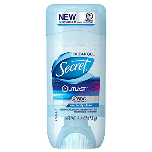 Secret Outlast Antiperspirant and Deodorant Clear Gel- Completely Clean 2.6 Ounce -Pack of 4-
