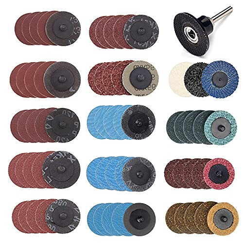 70 PCS 2 inch Roloc Sanding Discs Set- Roloc Quick Change Discs with 1/4 Holder Die Grinder Quick Change Discs