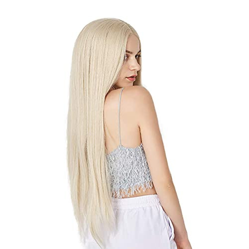 Long Straight Blonde Wig Middle Parting Natural Synthetic Wigs Heat Resistant Replacement Hair for Women -613 /28 inches- Long Straight Blonde Wig Middle Parting Natural Synthetic Wigs Heat Resistant Replacement Hair for Women -613 /28 inches-