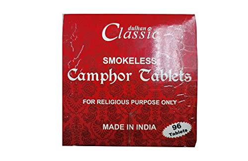 Classic Smokeless Camphor 16 Blocks-64 Tablets-- -Made in India- - Guaranteed 100 percent Pure Refined Camphor 384gms
