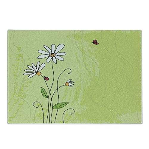 Ambesonne Daisy Cutting Board- Hand Drawn Style Chamomile Flowers on Green Backdrop with Ladybugs and Grunge Look- Decorative Tempered Glass Cutting and Serving Board- Small Size- Multicolor Ambesonne Daisy Cutting Board- Hand Drawn Style Chamomile Flowers on Green Backdrop with Ladybugs and Grunge Look- Decorative Tempered Glass Cutting and Serving Board- Small Size- Multicolor