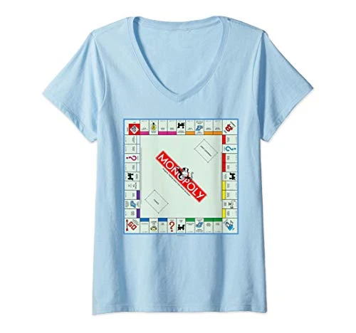 Womens Monopoly Gameboard V-Neck T-Shirt