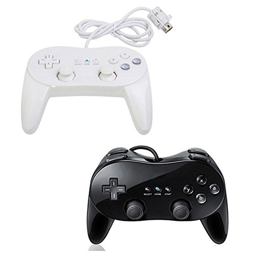Bowink Controller for Wii-classic Console Gampad Gaming Pad Joypad Pro for Nintendo Wii -Black and White-