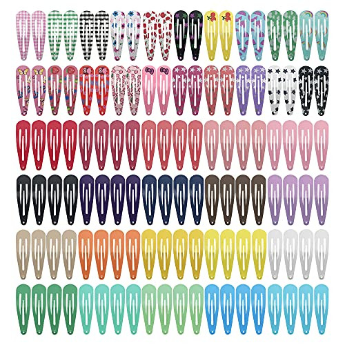 Hair Clips- KUBOM 120-Pack Metal Hair Barrettes Snap Hair Clips for Toddlers-Girls-Kids-Women and Fine/Thick hair - 2inch -Colored Candy and Pattern- Hair Accessories