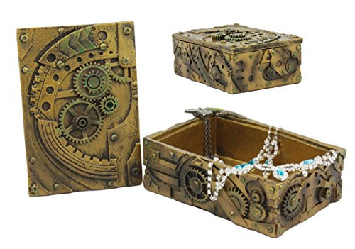 Ebros Steampunk Mechanical Gears Clockwork Vintage Design Jewelry Box Figurine 5"L Science Fiction Steampunk Trinket Box Ebros Steampunk Mechanical Gears Clockwork Vintage Design Jewelry Box Figurine 5"L Science Fiction Steampunk Trinket Box