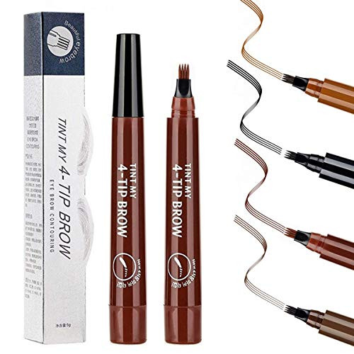 2PCS-Reddish Brown- Eyebrow Tattoo Pen - Waterproof Liquid Microblading Eyebrow Tint Pencil - Micro-Fork Tip Applicator Easily Draw Natural Eye Brows Makeup