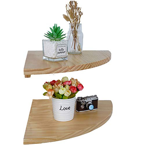 Corner Shelf Wall Mounted Set of 2-12inch Corner Floating Shelves- Wall Mount Corner Shelves for Bedroom-Living Room-Bathroom- Kitchen-Office