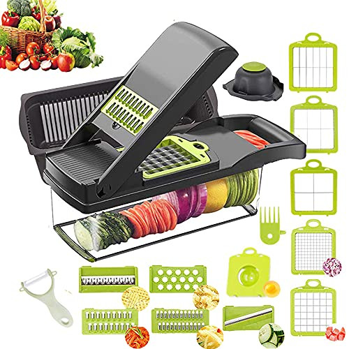 Vegetable Chopper- 15-in-1 Onion Food Chopper Multifunctional Mandoline Slicer Cutter Chopper and Grater Food Slicer Vegetable Cutter