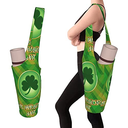 OcuteO Yoga Bags And Carriers Fits All Your Stuff St Patrick Day Green Tartan Plaid Scottish Lumberjack Plaid Check Yoga Mat Bag Holder-Yoga Equipment Bag For Women-Mat Storage Tote Bag-Yoga Mat Bag W