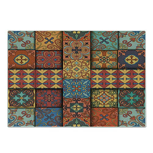 Ambesonne Talavera Cutting Board- Colorful Dimensional Look Tile Squares Illustration in Azulejo Style- Decorative Tempered Glass Cutting and Serving Board- Small Size- Multicolor Ambesonne Talavera Cutting Board- Colorful Dimensional Look Tile Squares Illustration in Azulejo Style- Decorative Tempered Glass Cutting and Serving Board- Small Size- Multicolor