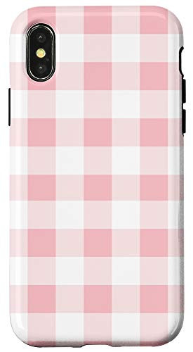iPhone X/XS Pink Gingham Classic Buffalo Check Plaid Pretty Pastel Blush Case
