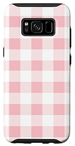 Galaxy S8 Pink Gingham Classic Buffalo Check Plaid Pretty Pastel Blush Case