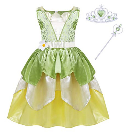 Cotrio Princess Dress Girls Green Fairy Tale Fancy Dresses Toddler Kids Birthday Party Halloween Costume Outfits Role Play Cosplay Clothes Size 3T -3 Years- Green-