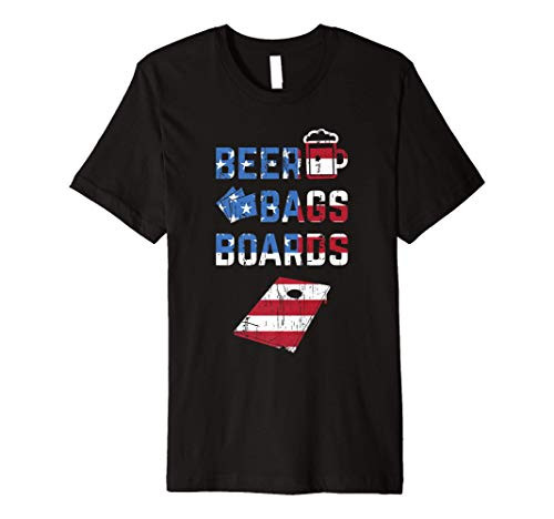 Beer Bags Boards Vintage American Flag Cornhole Premium T-Shirt