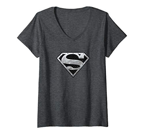 Womens Superman Super Metallic Shield V-Neck T-Shirt