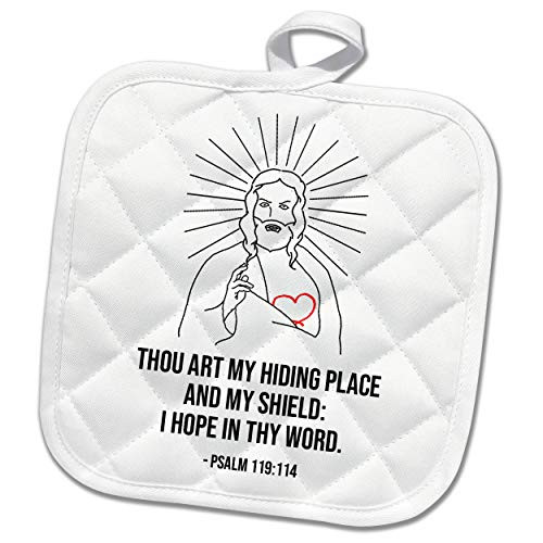 3dRose Thou art my hiding place and my shield. God bless you- protect. - Potholders -phl-334540-1-