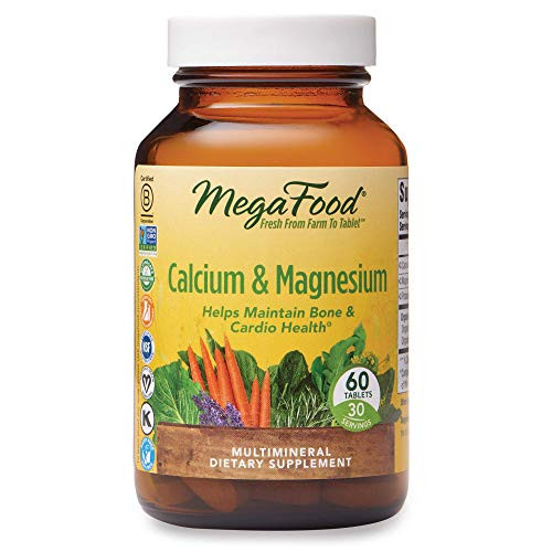 MegaFood- Calcium  and  Magnesium- Helps Maintain Bone and Cardiovascular Health- Vitamin and Dietary Supplement Vegan- 60 Tablets