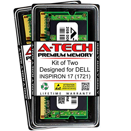 A-Tech 4GB -2 x 2GB- RAM for DELL INSPIRON 17 -1721- - DDR2 800MHz SODIMM PC2-6400 200-Pin Non-ECC Memory Upgrade Kit