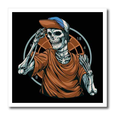 3dRose Dartboard with Arrow for Players with Skull Horror - Iron on Heat Transfers -ht-333572-3-