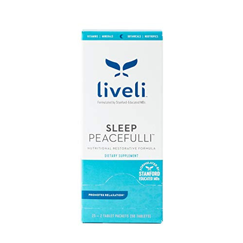 Sleep Aid Supplement with Melatonin- Chamomile- Ashwagandha- Valerian Root- GABA and Lemon Balm - Promote Blissful Sleep - Wake Up Refreshed - Sleep Peacefulli by Liveli - 50 Tablets