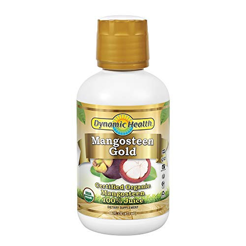 Dynamic Health Mangosteen Gold - Organic Mangosteen 100 percent Juice - Vegetarian- No Gluten or BPA- Dietary Supplement - 16oz