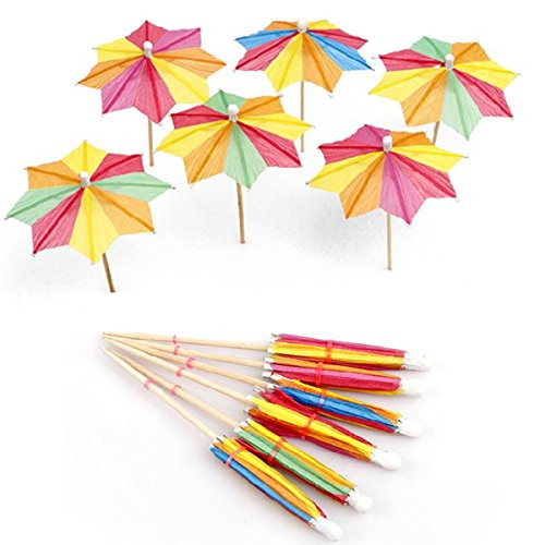 4 Inch Umbrella Picks for Drinks- Cocktail Drink Umbrellas- Hawaiian Party and Pool Party Supplies- Umbrella Parasol Cocktail Picks- Cupcake Toppers- Assorted Colors- Box of 144