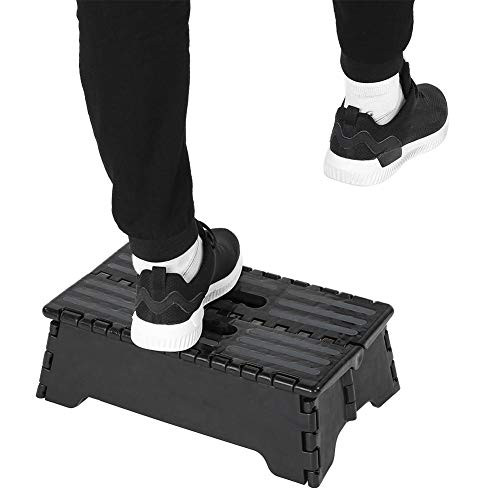 AYNEFY Folding Step Stool- Portable Black Step Stool and Lightweight Step Chair Ladder for Elderly Pregnant Bathroom Travel Use