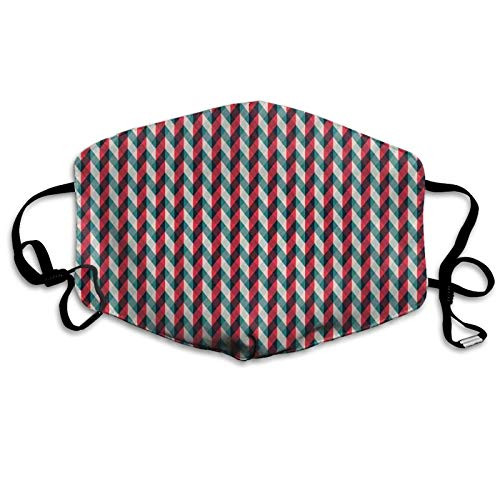 Comfortable Printed mask-Vintage Country Style Pattern With Diagonal Checks And Vertical Stripes-Windproof decorations for man and woman