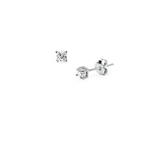 Sterling Silver Round Cut Cubic Zirconia Stud Earrings 3mm 1 Pair Set Women