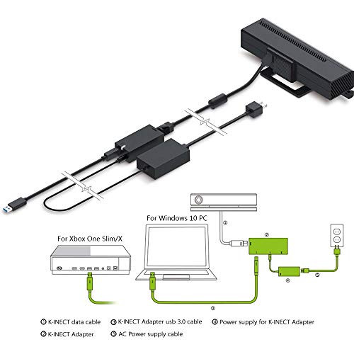 Womdee [Upgrade] Kinect Adapter for Xbox One S Xbox One X and Windows 8/8.1/10 PC, kinect 2.0 Sensor, USB 3.0