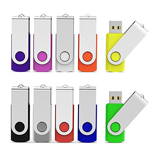 Aiibe 10 Pieces USB Flash Drives 16GB USB 2.0 Thumb Drives Bulk Colorful USB Memory Stick Zip Drive Jump Drives for Data Storage, File Sharing (Multicolor, 16G, 10 Pack)