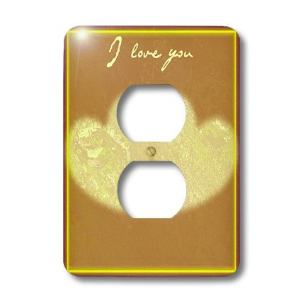3dRose lsp_37926_6 I Love You Hearts- Romantic Art- Valentines 2 Plug Outlet Cover Yellow