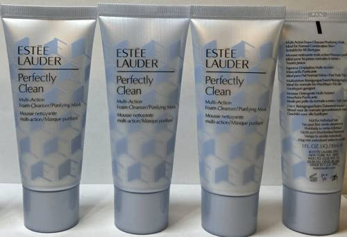 Lot of 4 Estee Lauder Perfectly Clean Multi-Action Foam Cleanser/Purifying Mask 1 oz each