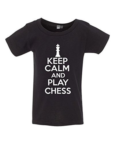 Keep Calm and Play Chess Board Game Funny Toddler Kids T-Shirt Tee -5T- Black-