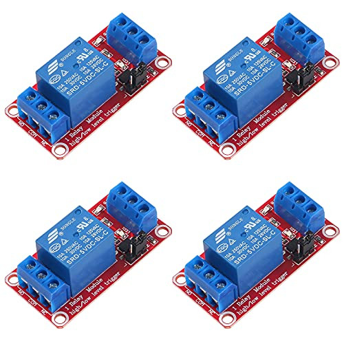 DC 5V Relay Module 1 Channel Relay Board with Optocoupler Isolation Support High or Low Level Trigger 4pcs