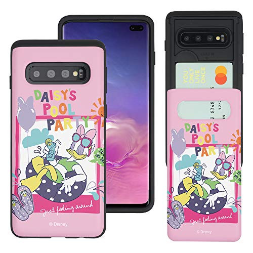 WiLLBee Compatible with Galaxy S10e Case -5.8inch- Daisy Dual Layer Card Slide Slot Wallet Bumper Cover - Daisy Pool Party