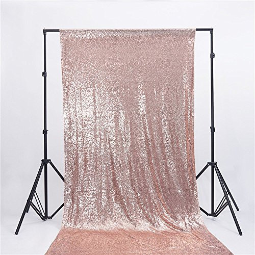 Zdada 6Ft W by 6FT H Sparkly Rose Gold Sequin Backdrop Curtain for Wedding Halloween Thanksgiving Day Christmas