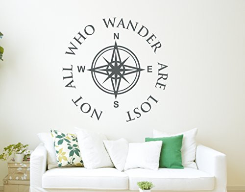 All Who Wander are Not Lost Wall Decal Quote - Compass Wall Decal - Nautical Compass Wall Decor All Who Wander are Not Lost Wall Decal Quote - Compass Wall Decal - Nautical Compass Wall Decor