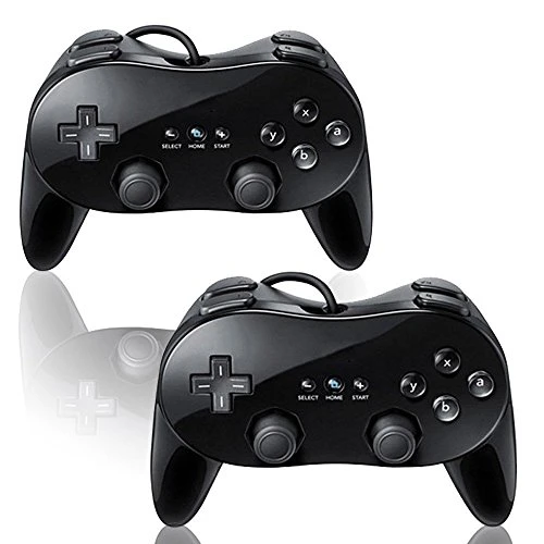 Bowink 2 packs Black Controllers for wii-Classic Console Gampad Gaming Pad Joypad Pro for Wii