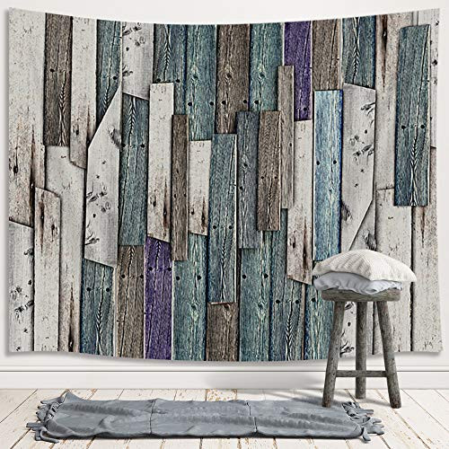 JAWO Rustic Wooden Board Tapestry Wall Hanging- Blue Grey Grunge Wood Planks Barn Door Premium Tapestries for Dorm Living Room Bedroom- Wall Blanket Beach Towels Home Decor 71X60 Inches JAWO Rustic Wooden Board Tapestry Wall Hanging- Blue Grey Grunge Wood Planks Barn Door Premium Tapestries for Dorm Living Room Bedroom- Wall Blanket Beach Towels Home Decor 71X60 Inches