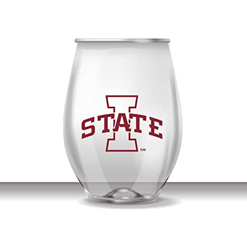 JAYMAC Iowa State Cyclones Stemless Shatterproof Heavy Duty Wine or Beverage Glass Set of 4