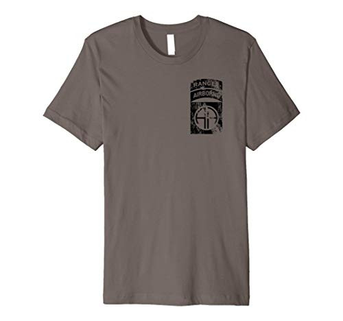 82nd Airborne Division Patch Ranger Tab Dark Grey Distressed Premium T-Shirt