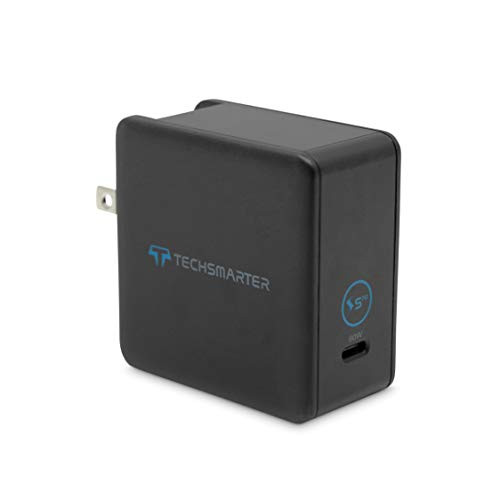 Techsmarter 60W Power Delivery USB-C Fast Travel Wall Charger Adapter Compatible with USB-C Laptops & Smartphones, MacBook Pro, IPad, iPhone, Samsung, HTC, LG, Dell XPS, Lenovo X1, Acer V15 & More