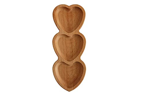 Heart Shaped Wood Tray- Divided Serving Trays  and  Platters- Wooden Diet Dish Platter- Cracker Appetizer Plate- Perfect Valentine Day Gift- food and cookie board- Fruit Snack Tray