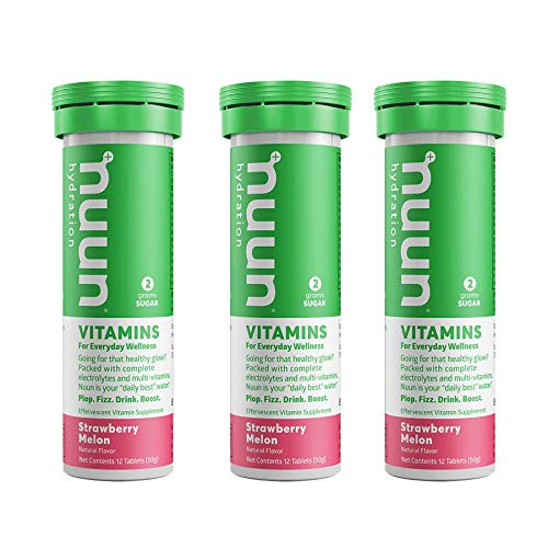 Nuun Vitamins: Strawberry Melon Daily Hydration Supplement -3 Tubes of 12 Tabs-