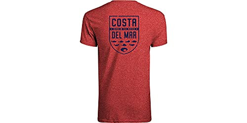 Costa Del Mar Men's Species Shield Short Sleeve T Shirt- Red Heather- Medium