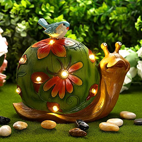 Garden Resin Snail Statue with Led Lights Outdoor Garden Waterproof Figurine Decoration for Patio- Lawn- Yard- Housewarming Ornament -Snail- Garden Resin Snail Statue with Led Lights Outdoor Garden Waterproof Figurine Decoration for Patio- Lawn- Yard- Housewarming Ornament -Snail-