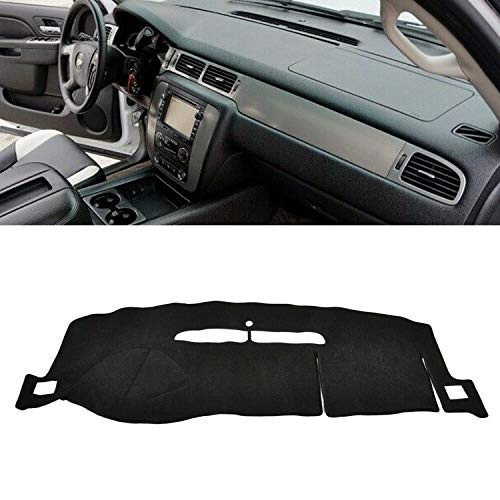 JUMBOMOTOR Black Dashboard Cover Mat Carpet with Anti-Skid Layer Fit for 2007-2014 Chevy Silverado Suburban Tahoe GMC Yukon Sierra
